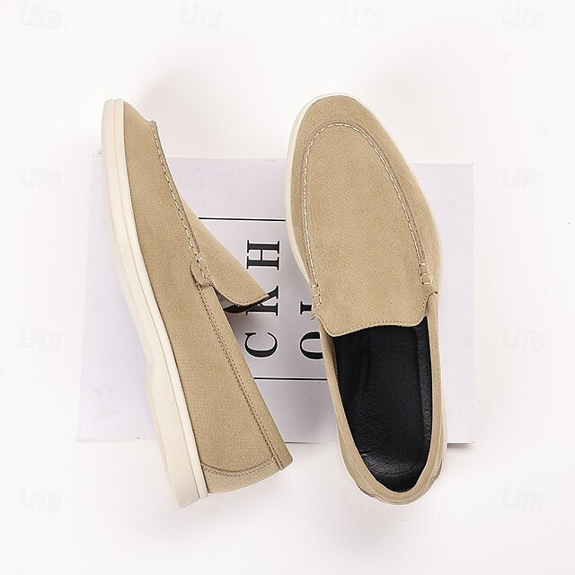 Slip-On Breathable Men's Faux – Casual Light Blue Loafers