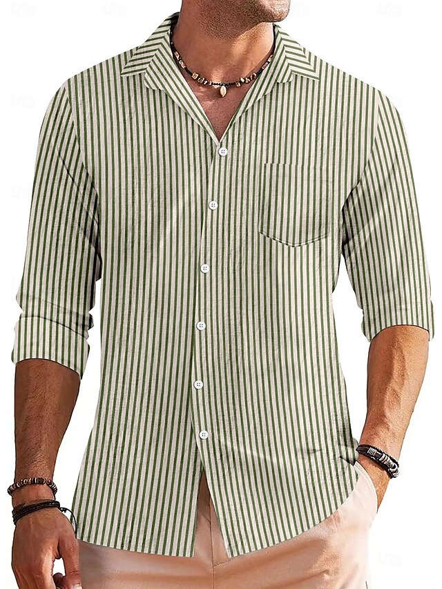 Summer Beach Shirt Casual Up Button Men's