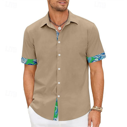 Men's Beach Button Up Shirt Summer Casual
