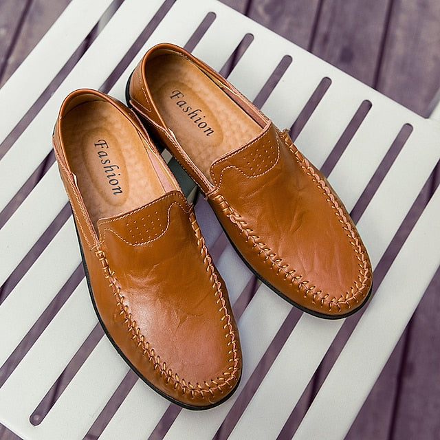 Moccasin Leather Men's Casual Driving – Slip-On Loafers