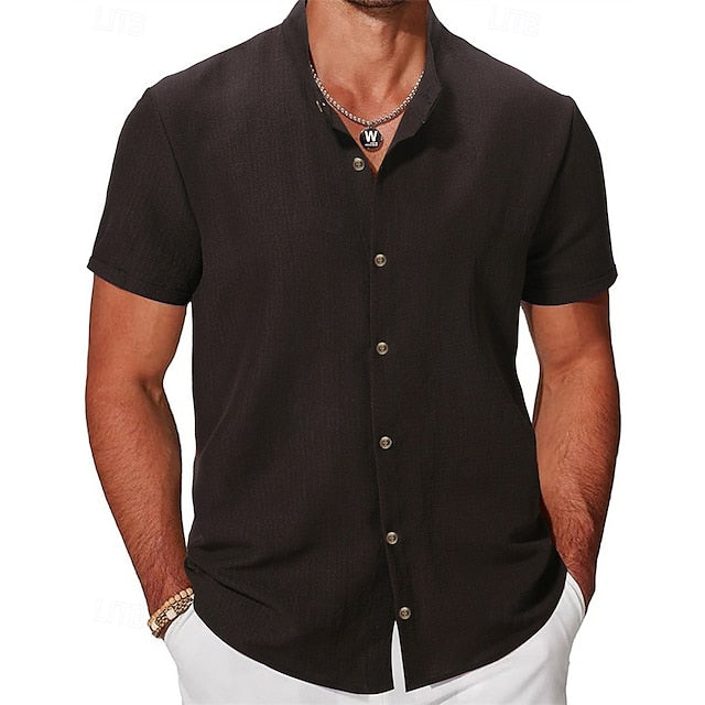 Shirt Button Summer Up Casual Men's Beach