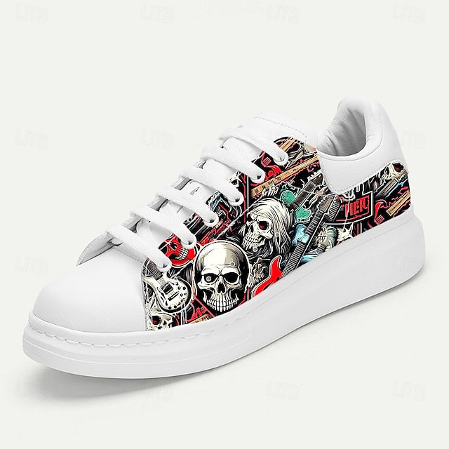 Men's and Skull White Horror with Sneakers Graphic Red