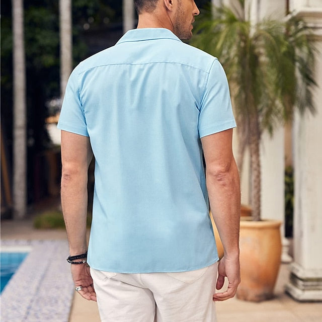 Summer Men's Popover Shirt Beach Plain