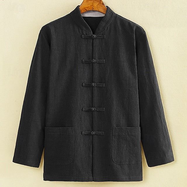 Button Up Casual Linen Men's Shirt Cotton