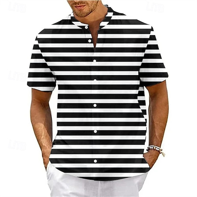 Shirt Beach Up Casual Men's Summer Button