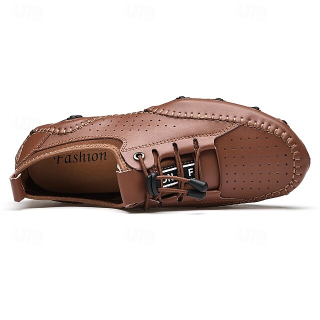 Shoes Casual Perforated with Men's White Hand-Stitched