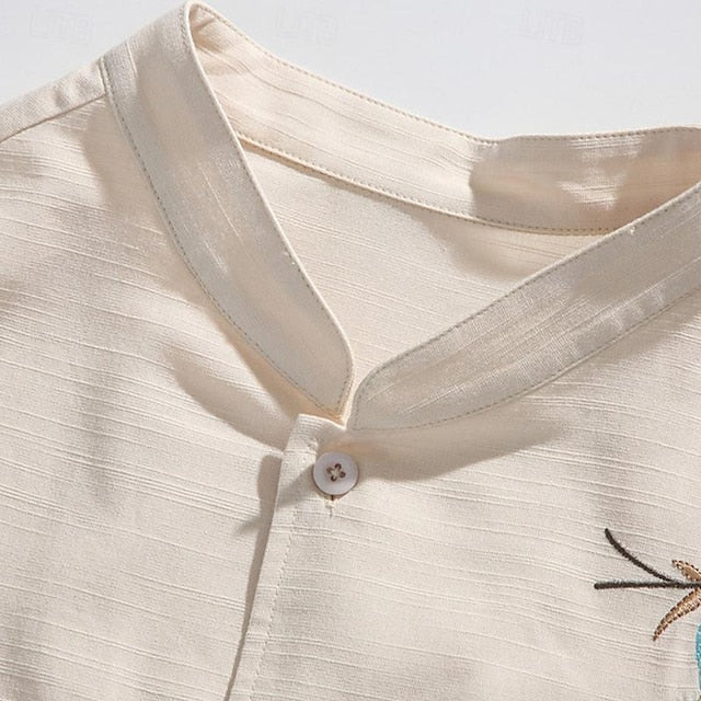 Men's Cotton Linen Shirt White