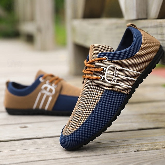 Contrasting Textures Slip-On Casual Shoes Nylon Men's with