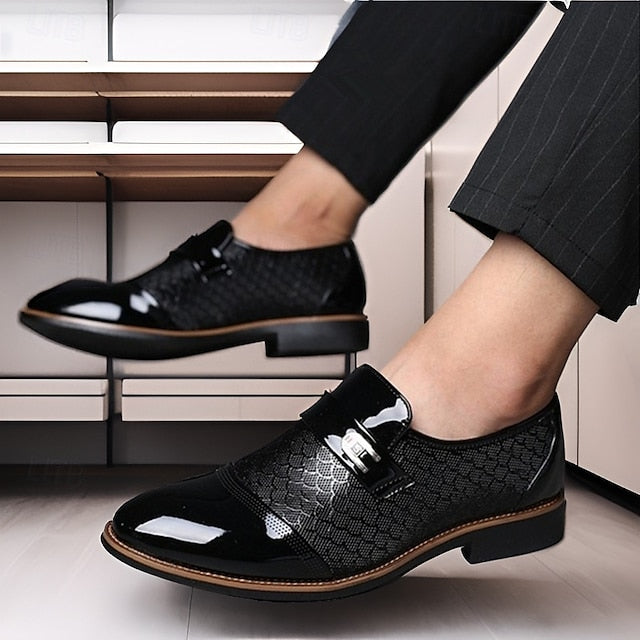 Men's Loafers Comfortable Black Faux Leather – Slip-On