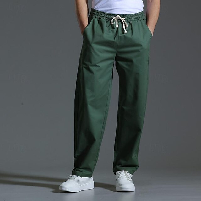 Drawstring Pocket Trousers Pants Casual Men's Waist Elastic