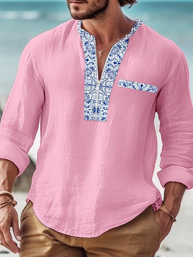 Men's Casual Shirt White Summer Beach