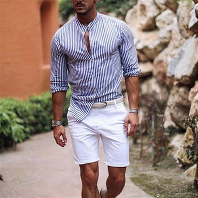 Men's Shirt Beach Button Casual Up Summer