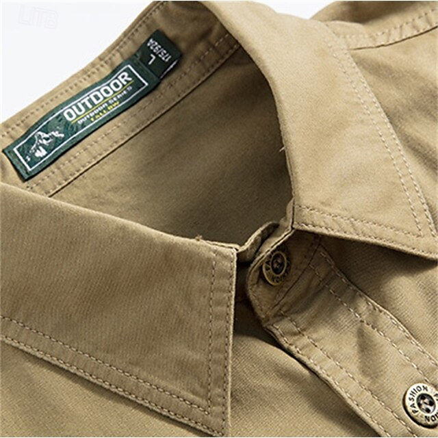 Summer Cargo Button Men's Shirt Up Casual
