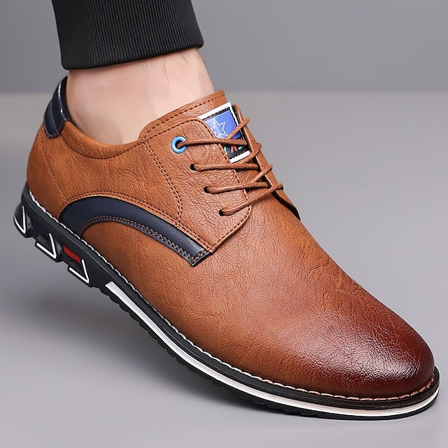 Shoes Everyday Men's Casual – Brown Lace-Up Comfortable