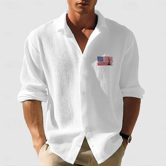 Button Summer Casual Beach Men's Up Shirt