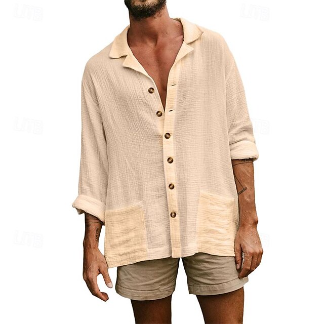 Men's Shirt Linen Cotton White