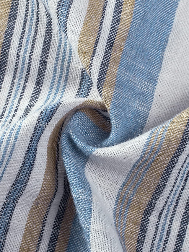 Striped Button Shirt Casual Shirts Men's Up