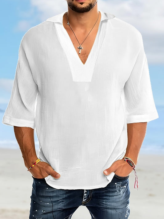 Men's Cotton White Summer Shirt Linen