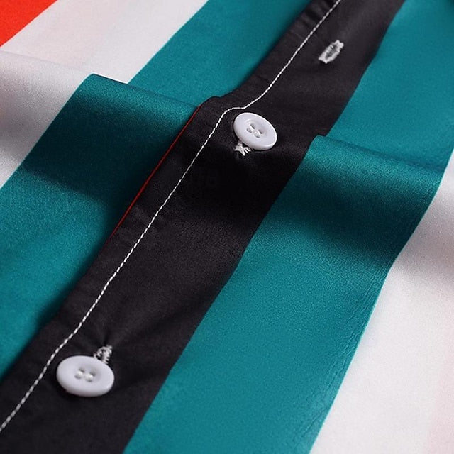 Summer Casual Men's Bowling Button Shirt Up