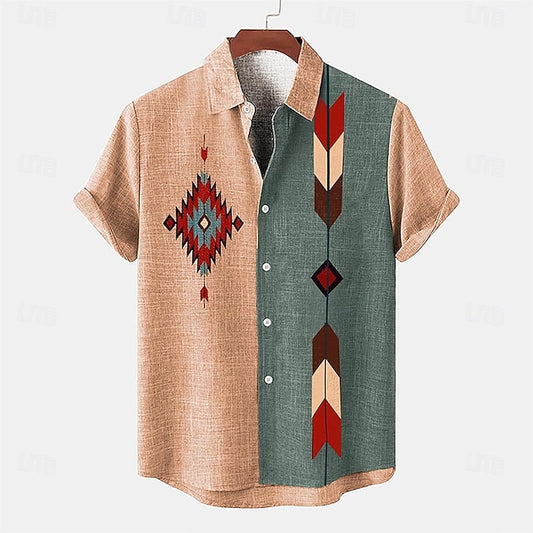 Shirts Vintage Retro Ethnic Men's Linen Shirt