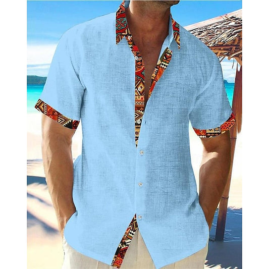 Up Casual Beach Button Men's Shirt Summer