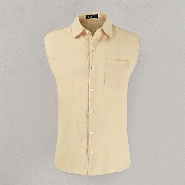 Men's Shirt White Cotton Linen