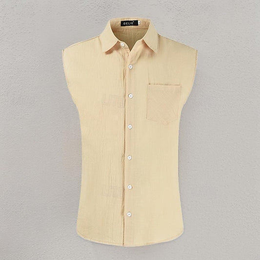 Men's Shirt White Cotton Linen