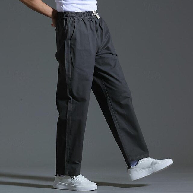 Drawstring Pocket Trousers Pants Casual Men's Waist Elastic