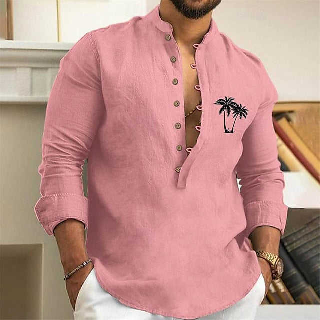 Aloha Men's Collar Chinese Minimalist Shirt