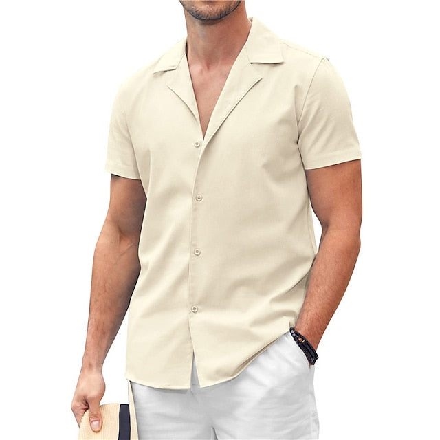 Summer Men's Popover Shirt Beach Plain