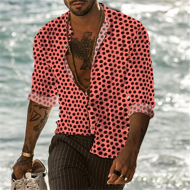 Button Up Shirt Black-White Black Men's Summer