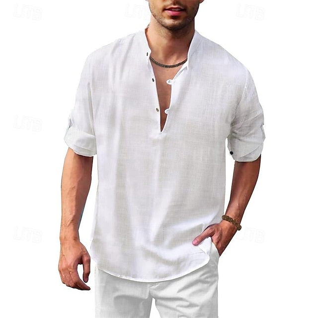 Linen Chinese Men's Shirt Collar Cotton