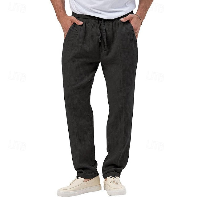 Seersucker Shorts Men's Trousers Beach Pants Casual