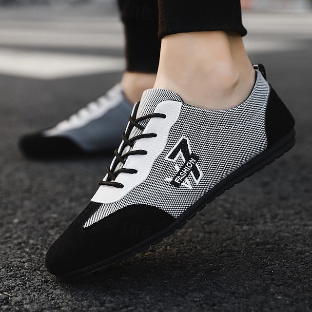 – Lace-Up Navy Nylon Breathable and Sneakers Men's Beige