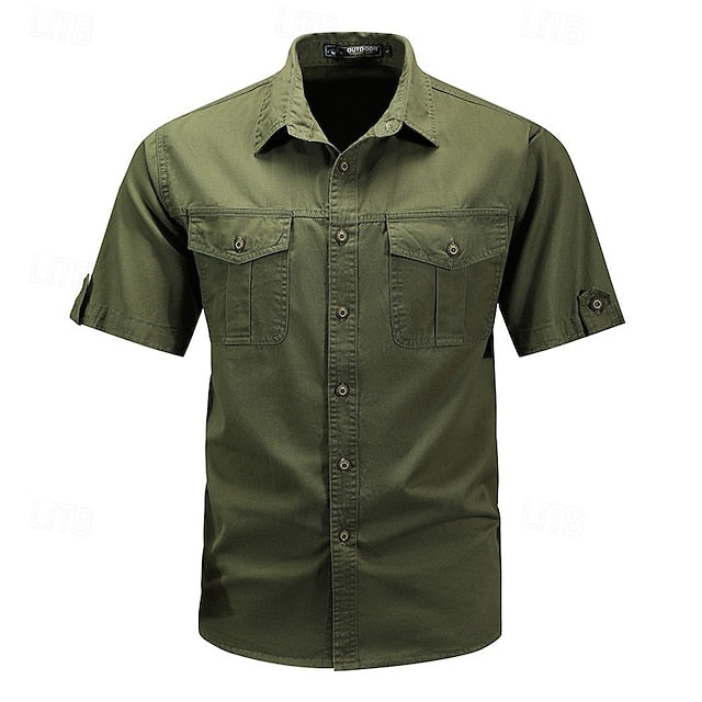 Cargo Men's Summer Button Shirt Up Casual