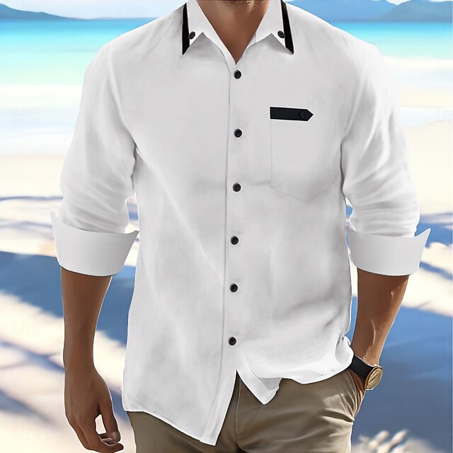 Casual Shirt Button Up Beach Summer Men's