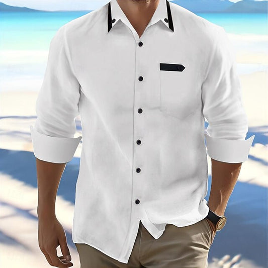 Casual Shirt Button Up Beach Summer Men's