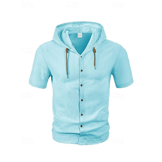 Up Shirt Men's Casual Linen Plain Button