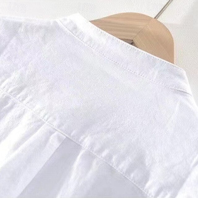Men's Casual Cotton Shirt Linen Up Button