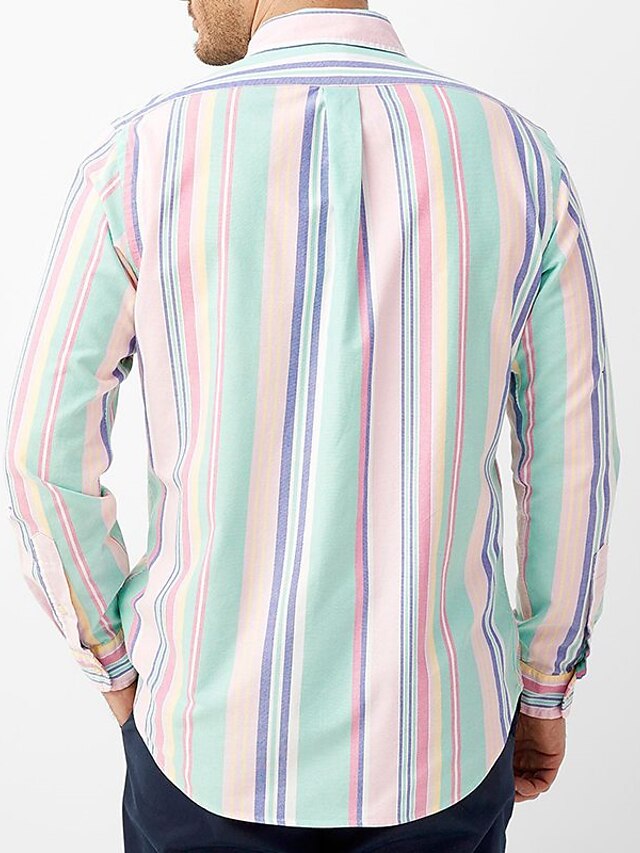 Men's Casual Button Up Striped Shirts Shirt