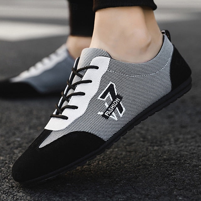 – Lace-Up Navy Nylon Breathable and Sneakers Men's Beige