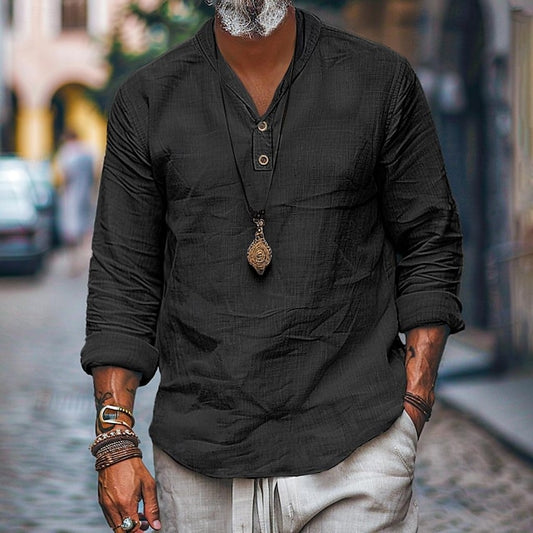 Men's Popover Linen Shirt Beach Summer