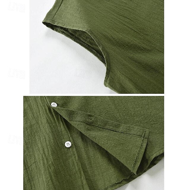 Men's Shirt White Cotton Linen