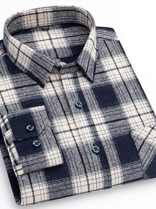 Button Men's Up Casual Shirt Plaid