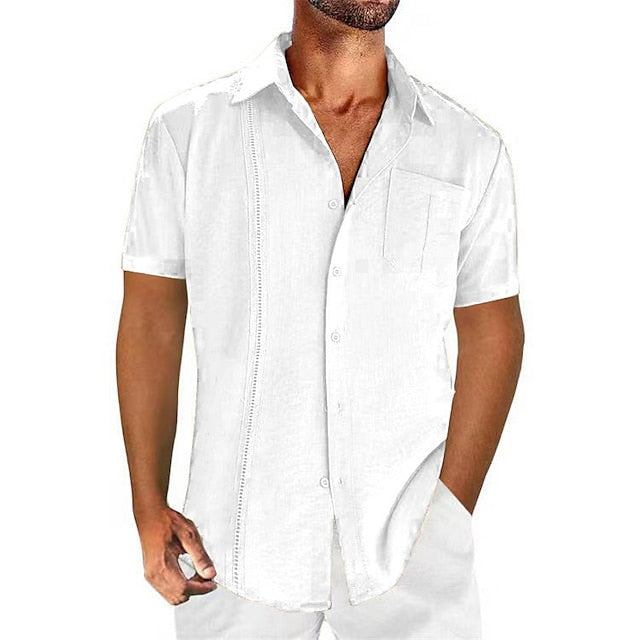 Linen Shirt Cotton Men's Guayabera