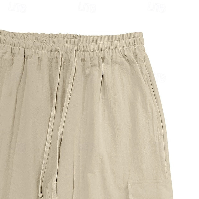 Pants Summer Casual Trousers Men's Cargo Linen
