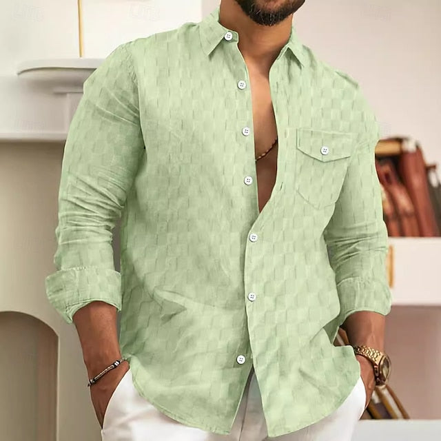 Men's Shirt Casual Button Up Summer