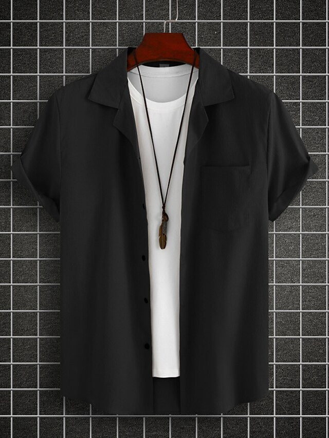 Casual Black Up Button Men's Summer Shirt