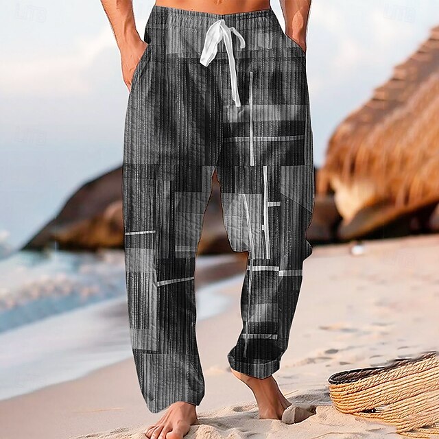 Leg Pants Color Casual Wide Trousers Baggy Men's