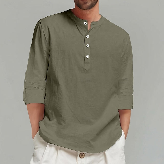 Linen Beach Men's Solid Summer Shirt